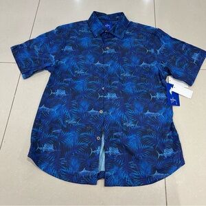 Guy Harvey Blue Tropical Print Men's Shirt